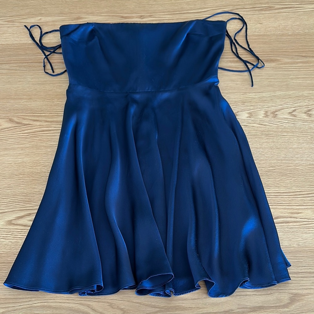 100% Silk Amanda Uprichard Navy Blue Mini Dress